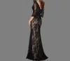 Applique Crystal Black Elegant Fashion V-Neck Half Sleeve Beaded Lace Appliques Mermaid Long Evenign Mother Of The Bride Dresses HY1540