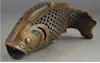 Vintage Big Brass Handwork Old Chinese Fish Hollow Out Get Rich Estatua