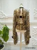 Luoanyfash Leopard Shirt 여성 시폰 레이스 최대 여아 랜턴 슬리브 여성용 여름 중공의 여름 의류