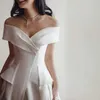 Sexy Jumpsuit Blanc Robes De Soirée Satin Hors Épaule Satin Arabie Saoudite Vestidos De Festa Robe De Soirée De Bal Formelle Pageant Celebr261a