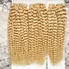 Blonde Tape In Human Hair Extensions 10"-26" 300g 120pcs Double Drawn kinky curly PU Hair Natural Tape Human Hair Skin Weft