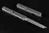 1 st toppkvalitet vikkniv D2 satin tanto blad Kolfiber + TC4 Titanhandtag EDC Pocket Knivar med Zip Nylon Case