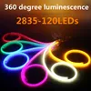 Umlight1688 Striscia al neon LED rotonda a 360 gradi 220V 240v Luce al neon flessibile Impermeabile 120leds/m luce rotonda a due fili per esterni