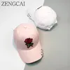 Zengcai snapback caps unisex ring krökt hattar kepsar män kvinnor baseball mössa med ringar retro rosa blommor pappa hatt fritid gorra