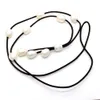 Le dernier collier de perles d'eau douce naturelles de mode de conception 10pcs collier de corde en cuir de perles blanches naturelles
