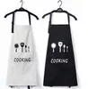 Aprons with Front Big Pocket Waterproof Oil Proof Kitchen Knife Fork Print Apron Cooking Baking Household Cleaning Tools kit Home Textiles