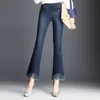 WZJHZ Jeans a Svasatura Jeans a Vita Alta da Donna con Taglio a Stivaletto Pantaloni in Denim Moda Pantaloni Elastici Nero Blu Sexy Slim a Vita Alta