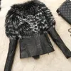 2019 Nova Chegada Mulheres Faux Fur Pu Casacos De Couro Pu Womens Outono Outono Casacos De Pele De Inverno Longo Raccoon Collar Casacos S-XL