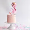 Gökkuşağı konfeti balonlar kek topper kutlama düğün partisi doğum günü bebek duş cupcake topper kit masa dekor 5inch