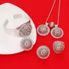 Ethiopian Jewelry Set Geometry Hollow Out Pendants Necklace Earrings Ring Bangle Dubai Wedding Sets