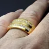 Anello da fidanzamento da uomo in acciaio inossidabile con cinturino in oro giallo CZ R276A SIZE U-z + 5