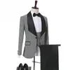 Abito 3 pezzi pied de poule Smoking dello sposo Scialle Risvolto Spacco laterale Sposo Abito da sposa Uomo Matrimonio Prom Dinner Blazer (Giacca + Pantaloni + Cravatta + Gilet) 35