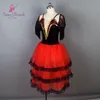 New Spanish style Black Velvet Bodice Red tulle girls ballet dress for women Performance ballet costumes for ballerina2499