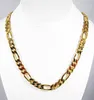 MENS 8MM 14K GOLD PLATED PREMIUM QUALITY FIGARO LINK CHAIN NECKLACE240b