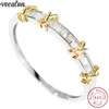 Vecalon Charm Real Soild 925 Sterling Silver Promise anello croce Fidanzamento fedi nuziali per donna uomo Gioielli per dita