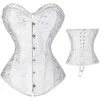 Bustiers Corsets S-6xl Women's Steampunk Corset in acciaio a spirale incollato in bundo su sexy overbust bustier bianca bianca in vita nera cincher 157l