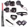 Bondage Glossy Lederen 7 ST Bandage Set Tool Hoofdsteunen Speelgoed Paarse Slave Shackle # R87