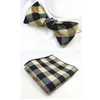 Gusleson New Design Self Bow Tie and Hanky Set Silk Jacquard Woven Men Bowtie Pocket Square Handkerchiefスーツウェディングパーティー275K