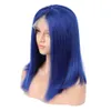 Blauw menselijk haar pruiken blauw haar volle kant pruiken blauwe voorkant lijmloze pruiken Peruaanse maagd haar