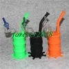 Wholesale silicone oil rig silicone water pipe bong with 14mm male joint large size quartz nail and glass carp Cap