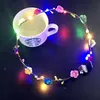 LED Headband Light up Garland Flowers Crown Multifunctional Floral Headpiece Hair Wreath for Women Girls Birthday Wedding Party Night Market Toys Head Ornaments