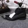 Scarpe alte in pelle da uomo stivali da uomo in pelle bianca e nera a punta punta per il tempo libero Stivaletti uomo Stivaletti uomo Desinger Boot