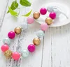 Pink Bubblegum Necklace Fashion Korean Acrylic Chunky Beaded Choker Necklaces for Kids Children Jewelry Baby Girls