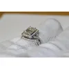 Biżuteria mody kobiety zaręczynowe biżuteria księżniczka cięta klejnot 5a kamień cyrkonowy 10KT białe złoto wypełnione obrączkę sz 5114808028