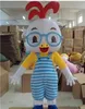 2018 Hoge Kwaliteit Bril Kip Mascotte Kostuum Volwassen kinderen Size Party Fancy Dress Factory Direct Sale