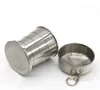 Whole sale 100pcs/lot 240ml 4 sections stainless steel Camping Telescopic water Cup