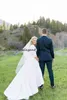 Vintage High Low Wedding Dresses med långärmad 2019 Enkel stil Matte Stain Outdoor Plus Size Country Western Bridal Gown