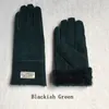 高品質の女性シープスキンブランドデザイナーファーレザーファイブフィンガーグローブソリッドカラー冬の屋外風の手袋