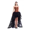 섹시한 bustier gothic corselet 드레스 세트 2 조각 코르셋 여성 스팀 펑크 자 수 꽃 파티 웨딩 탑 및 불규칙한 레이스 치마