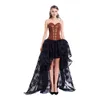 Sexy Bustier Gothic Corselet with Dress Sets 2 Pieces Corset Women Steampunk Embroidery Floral Party Wedding Tops and Irregular Lace Skirt