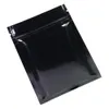 7.5*10CM, 100PCS Glossy Black Resealable Plastic Pouch Double Side Metallic Mylar Aluminum Foil Zip Lock Bag Flat Bottom Zip ag