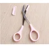 Kvinnor rosa ögonbryn trimmer ögonfrans hårklipp sax öga panna hårborttagning grooming formning kosmetik verktyg med kam