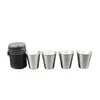 4 stks / set 70 ml roestvrij staal zak shot glas met beker cover wijn bier whisky drinkbeker heren buiten reizen cadeau