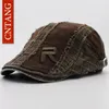 CNTANG Vintage Beret For Men Summer Fashion Flat Hat Casual Visor Caps Brand Retro Men Cotton Cap Button Adjustable