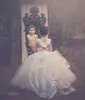 Ball Gown Lace Flower Girls Dresses Toddler Tutu Cheap Cap Sleeve Cross Back Puffy Little Girls Kid First Communion Dresses