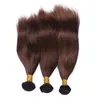 초콜릿 브라운 처녀 페루 인간의 머리카락 대들 거래 3 개 실키 스트레이트 헤어 Wefts 확장 # 4 다크 브라운 인간의 머리카락 직물