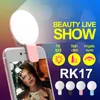 RK17 Mini Portable Beauty Selfie Ring Light 9 pcs Caméra LED Photographie Améliorant Flash Light avec Câble USB Rechargeable pour Téléphones Portables