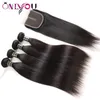 Silk raka mänskliga hårbuntar med 4x4 Middle del lavstängning billig brasiliansk peruansk rå indisk jungfru hårförlängning Weave3615074