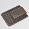 Porta di credito con tasca da tasca anteriore del caffè Clip denaro Fashion Vintage Cowfide Genuine Leather Men Wallet6267831