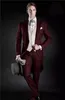 Costume de mariage matelot personnalisé mariage smokings de pointe Peak Lapel Burgundy Groomsman / meilleur mariage homme / costume de marié marié veste