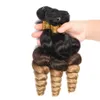 Drie Tone Gekleurde Braziliaanse losse Wave Menselijk Haar Weeft Donkere Root # 1B / 4/27 Honey Blonde Ombre Virgin Hair Bundels Deals Double Wefts