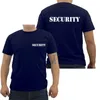 보안 남성용 T 셔츠 이벤트 직원 블랙 양면 최고 품질의 코튼 캐주얼 짧은 소매 남자 티셔츠 힙합 티셔츠 탑스