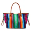 Serape Stripes Canvas Shopping Bag DOMIL Blanks Wholesale Large Capacity Travel Bags Rainbow Stripe Endless Tote DOM1086