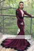 Prom Bury Mermaid Dresses Long Sexy Deep V Neck Black Applique Beaded Backless Floor Length Formal Party Wear Evening Gowns
