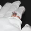 Anello a fedi nuziali a corona per donne gioielli di lusso 925 sterling in oro rosa in oro rotondo rotondo topazio bianco topazio anello di fidanzamento femminile3036