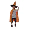 атласная накидка Хэллоуин костюм мальчик девочка косплей плащ и шляпа фестиваль Детские ведьма мыс cap набор мультфильм платья